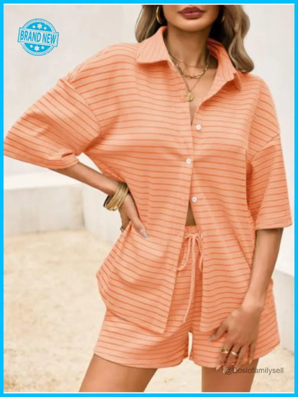 Waffle Knit Button Down Shirt and Shorts Pajama Lounge Set